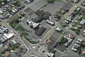 Aerial view of the former Keyser High School, parking lot, and surrounding area. Image credit: Google Maps